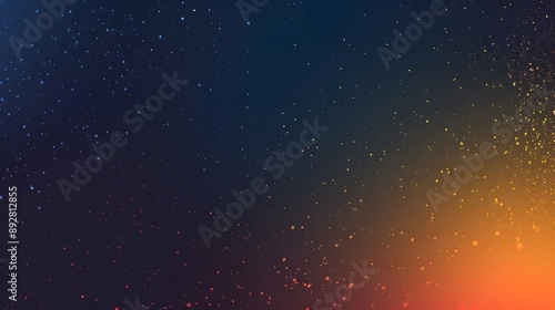 A dark blue background with orange and yellow streaks.
