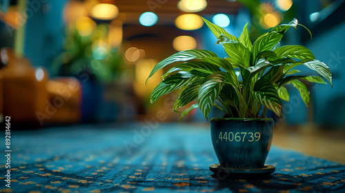 Dans un intérieur lumineux, des plantes en pot comme un bonsaï et des fleurs décorent les appuis de fenêtre, tandis qu'une piscine et un jardin extérieur ajoutent une touche de nature à la maison.
 photo