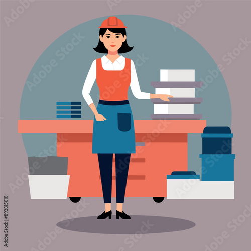 worker and builder wearing construction hat and tools