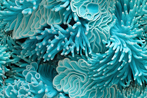 Fototapeta Naklejka Na Ścianę i Meble -  Seamless pattern of organic macro texture of beautiful coral forest. Closeup coral reef in tropical sea background. Marine life. Environment and ecosystem concept. World Maritime Day