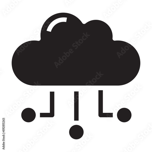 Cloud, cloud computing black icon.