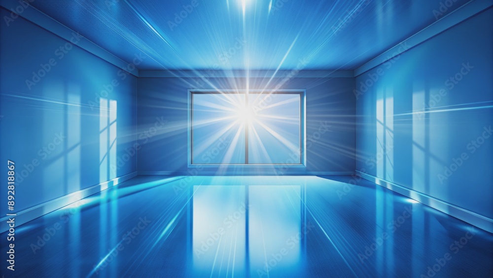 Blue Room with Window Light, 3D Rendering, Light Rays, Interior Design, Window Light, Blue Room, 3D Design Blue Room with Window Light, 3D Rendering, Light Rays, Interior Design, Window Light, Blue Room, 3D Design