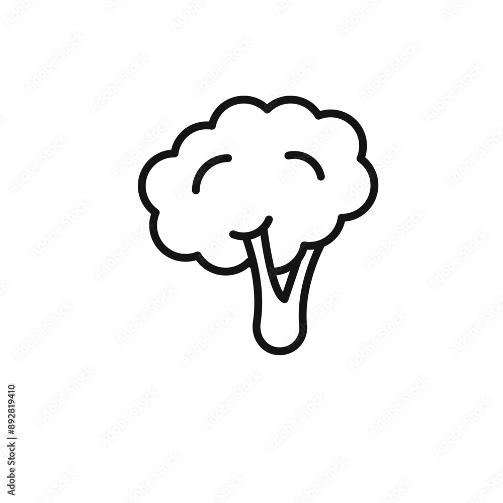 broccoli icon outline collection in black and on white background broccoli icon outline collection in black and on white background