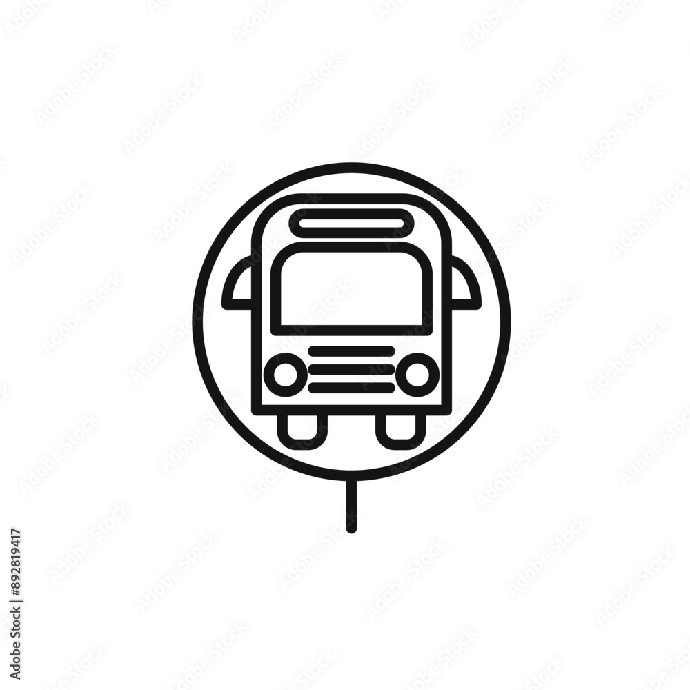 Bus sign icon outline collection in black and on white background Bus sign icon outline collection in black and on white background