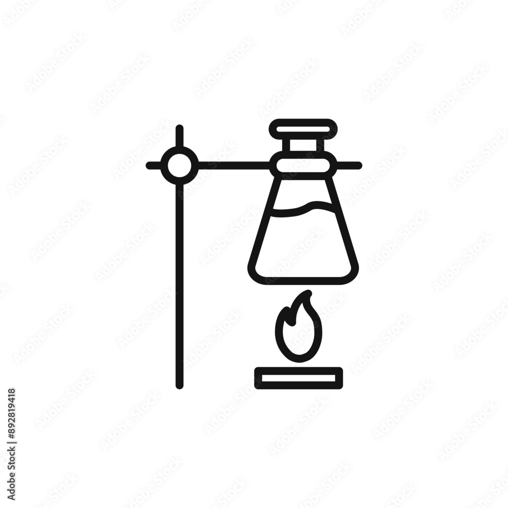 burner boiling chemical icon outline collection in black and on white background