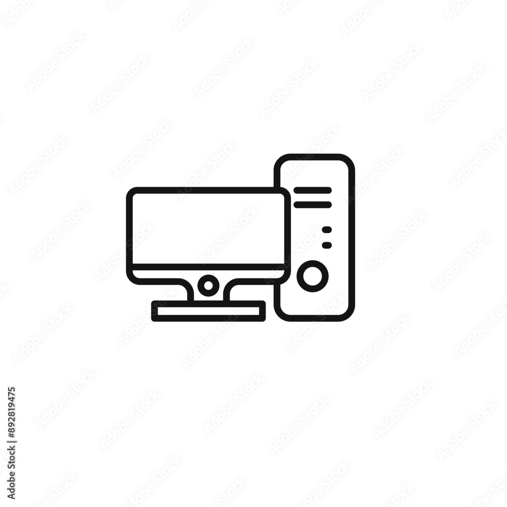 Computer icon outline collection in black and on white background Computer icon outline collection in black and on white background