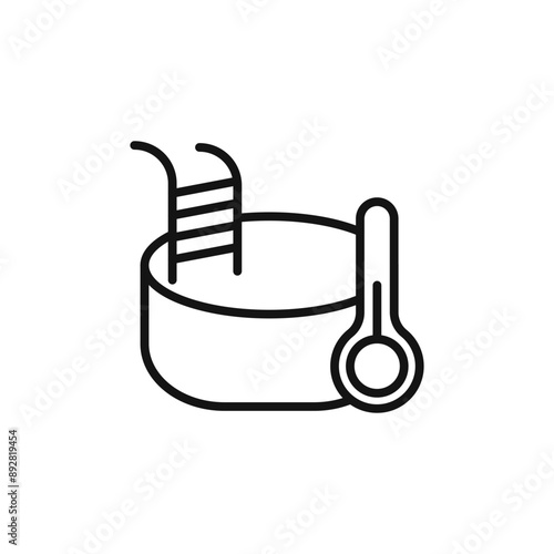 Cold plunge icon outline collection in black and on white background