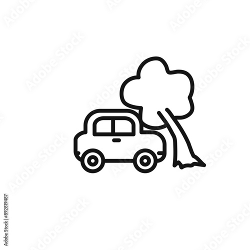 car accident icon outline collection in black and on white background