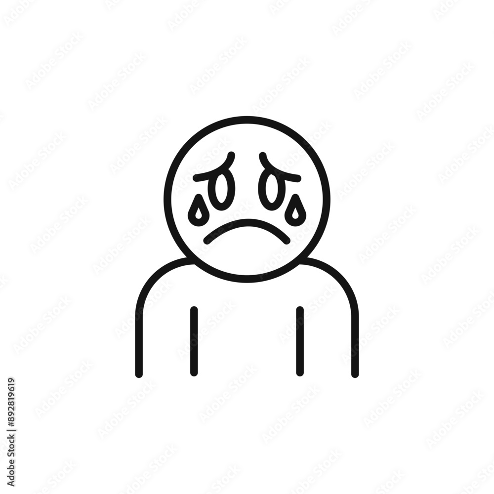 Depression icon outline collection in black and on white background Depression icon outline collection in black and on white background