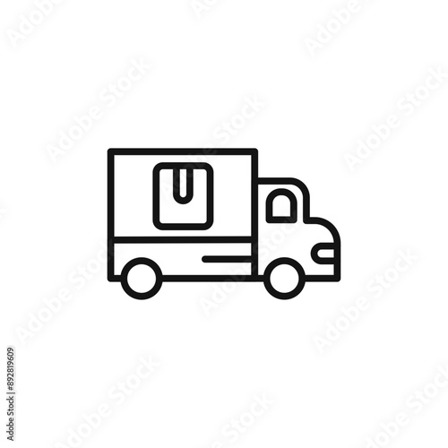 delivery truck icon outline collection in black and on white background