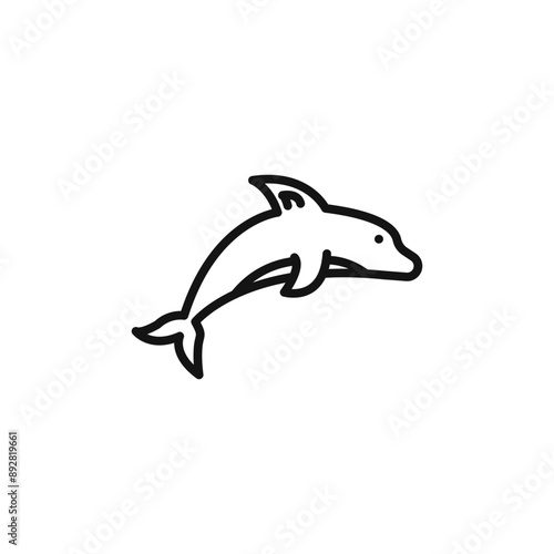 Dolphin icon outline collection in black and on white background