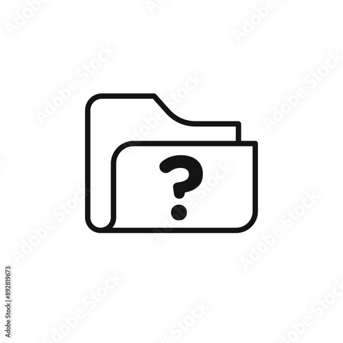 Folder with questionmark icon outline collection in black and on white background