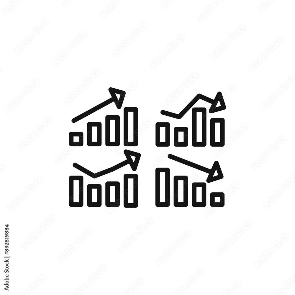 graph chart icon outline collection in black and on white background graph chart icon outline collection in black and on white background
