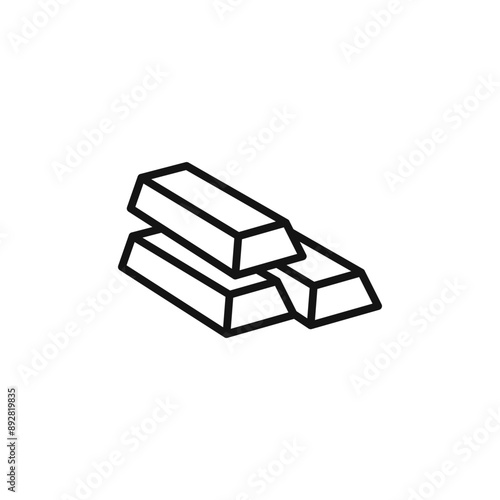 gold bars icon outline collection in black and on white background