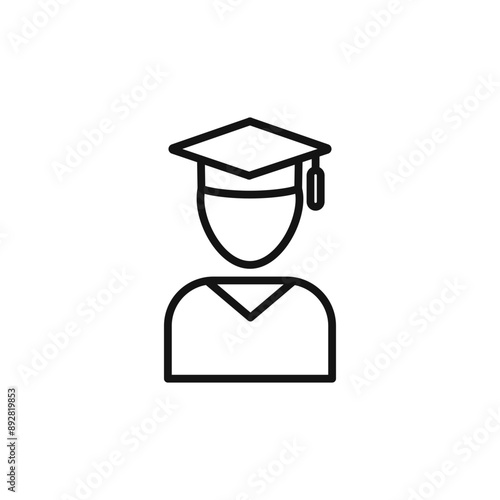 Graduation ceremony icon outline collection in black and on white background