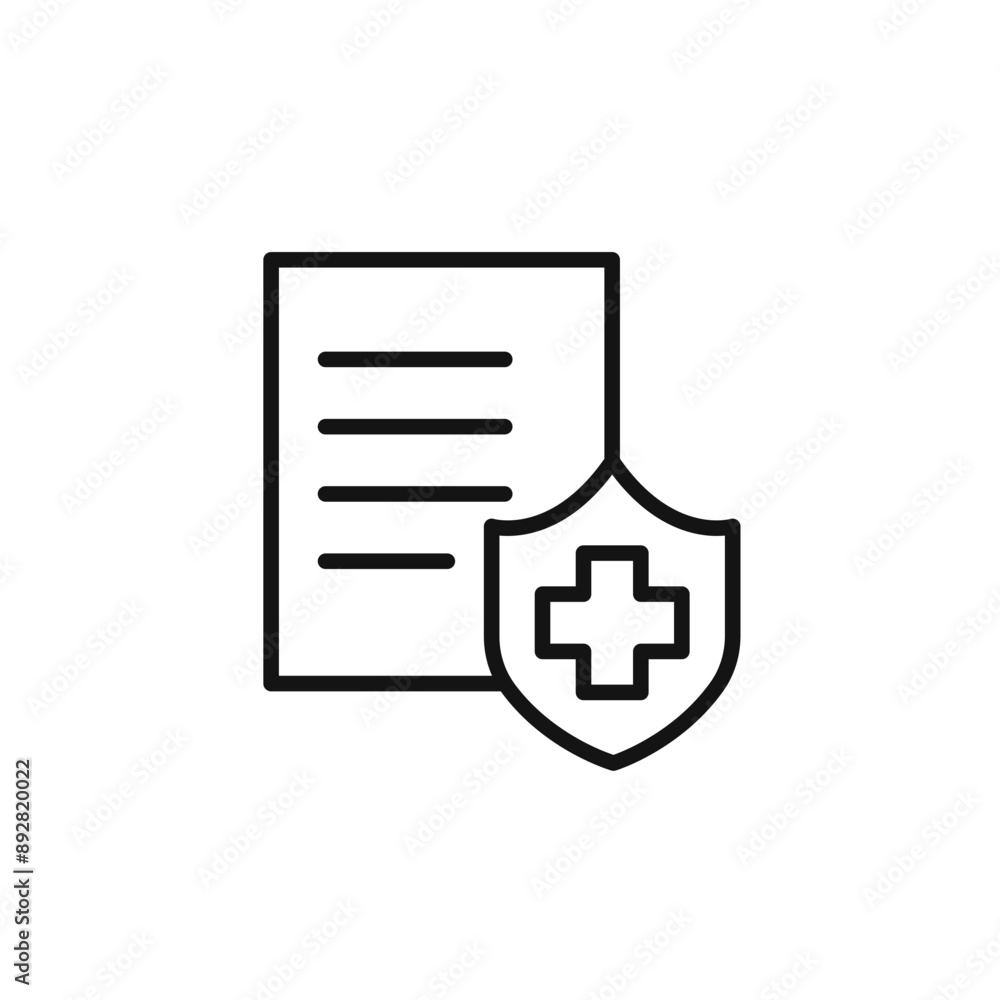 Health insurance icon outline collection in black and on white background