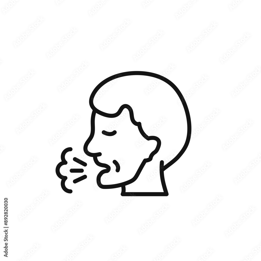 man coughs icon outline collection in black and on white background man coughs icon outline collection in black and on white background