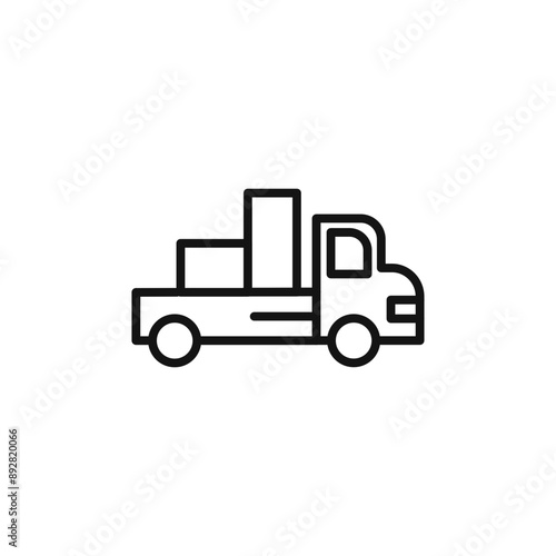 Pickup truck icon outline collection in black and on white background