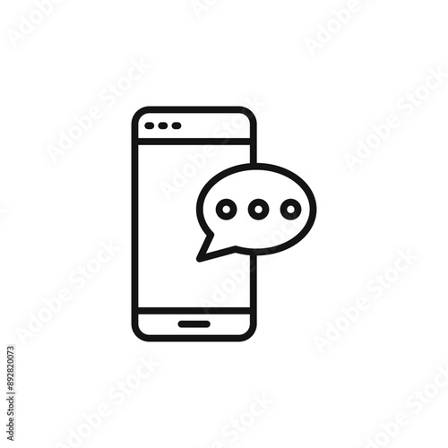 Message phone icon outline collection in black and on white background