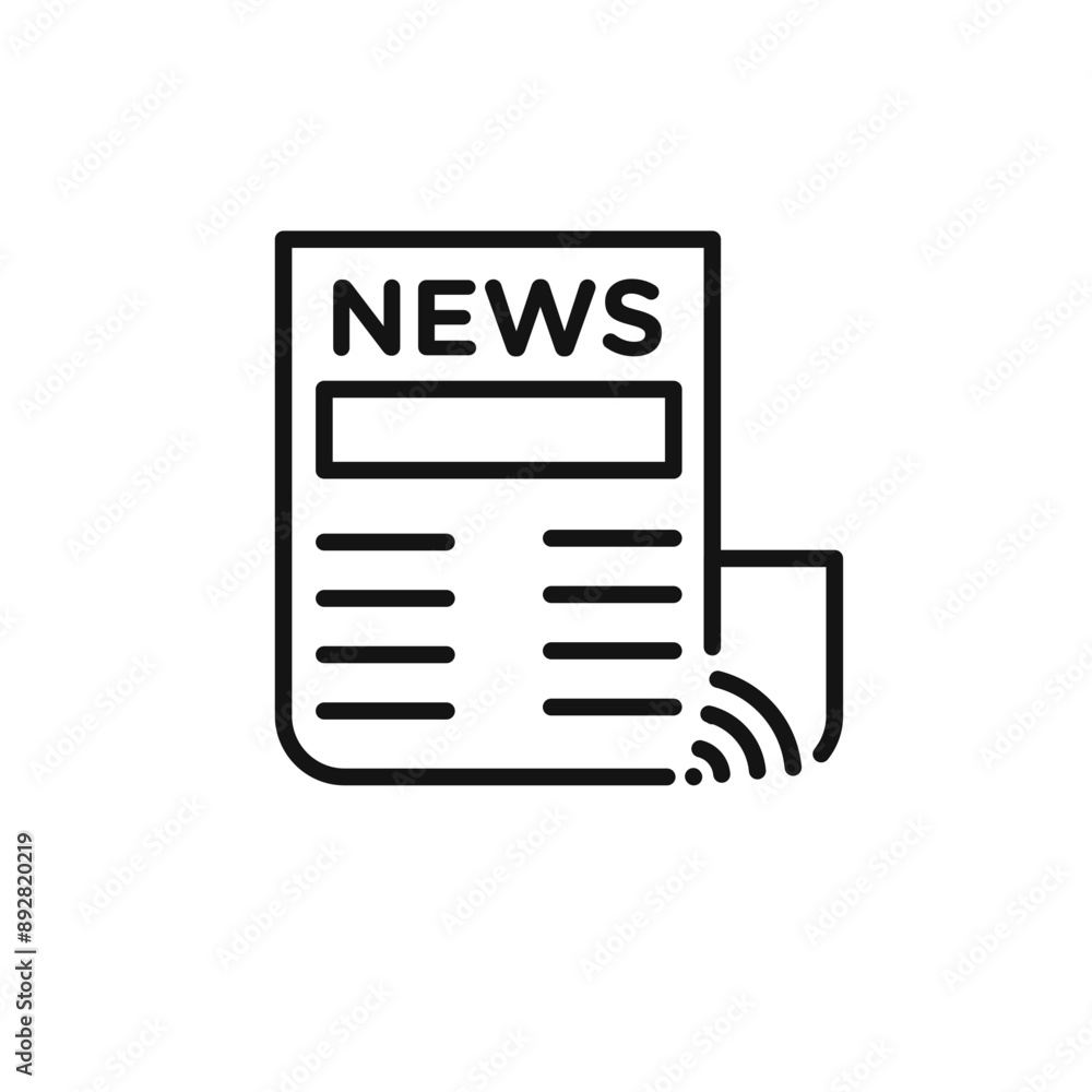 News Feed icon outline collection in black and on white background News Feed icon outline collection in black and on white background