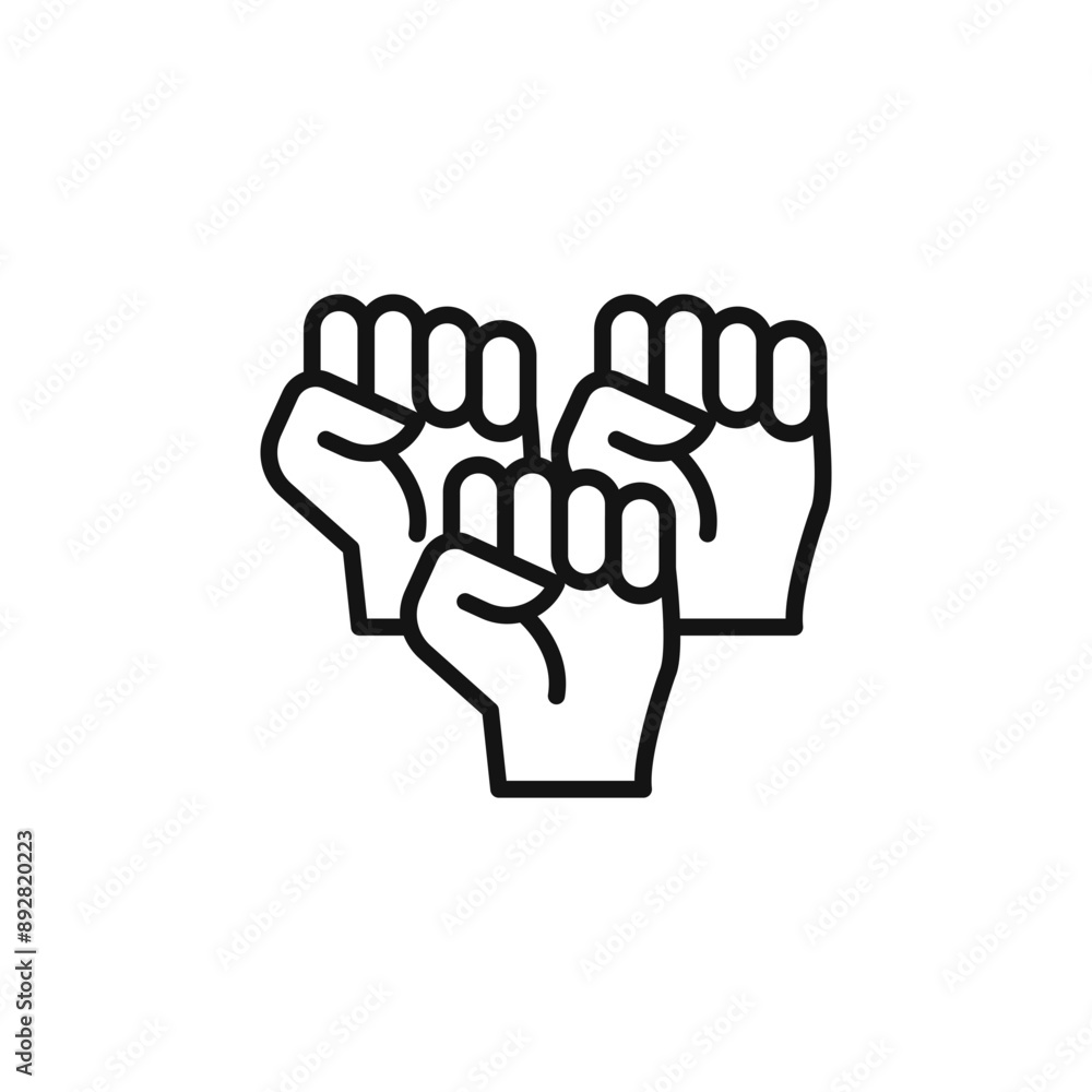 raised fists icon outline collection in black and on white background raised fists icon outline collection in black and on white background