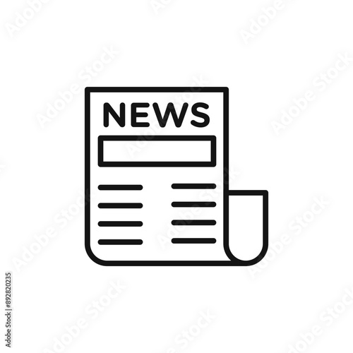 Newspaper icon outline collection in black and on white background