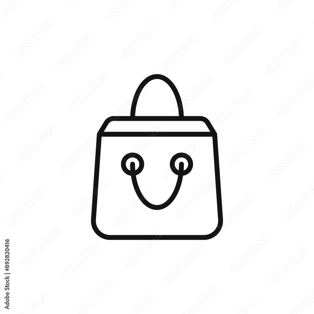 Shopping bag icon outline collection in black and on white background Shopping bag icon outline collection in black and on white background