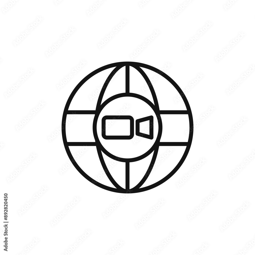 Video chat conference icon outline collection in black and on white background Video chat conference icon outline collection in black and on white background