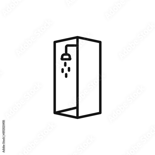 Shower cabin bathroom icon outline collection in black and on white background