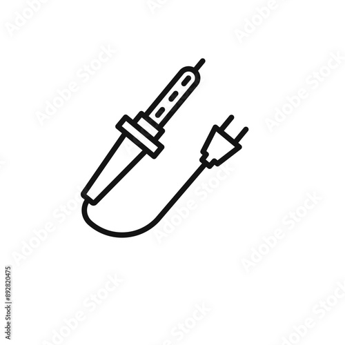 soldering iron icon  outline collection in black and on white background