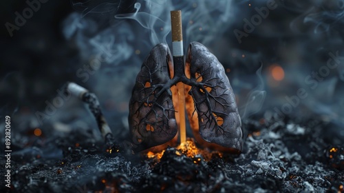 Up in Smoke A Haunting Depiction of Lung Decay and Cigarette Dangers Powerful Health Warning Image Shot with Fujifilm XT3 photo