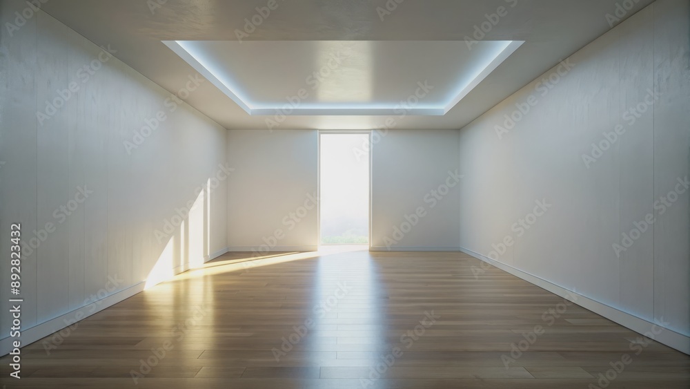 Sunlight Streaming Through Window in Empty Room, Minimalist Interior Design, 3D Render, Modern Home, Empty Space, Wood Floor, Light and Shadow Sunlight Streaming Through Window in Empty Room, Minimalist Interior Design, 3D Render, Modern Home, Empty Space, Wood Floor, Light and Shadow