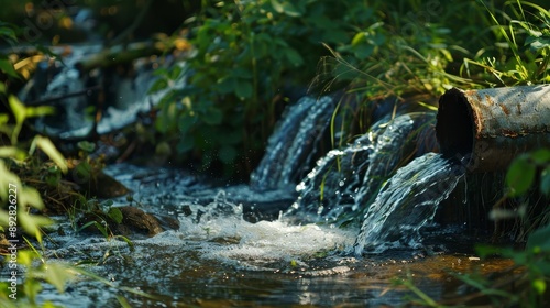 Wallpaper Mural Toxic Flow Urgent Environmental Crisis Contaminated Water Discharge into Pristine Stream Sony Alpha 1 Capture Torontodigital.ca