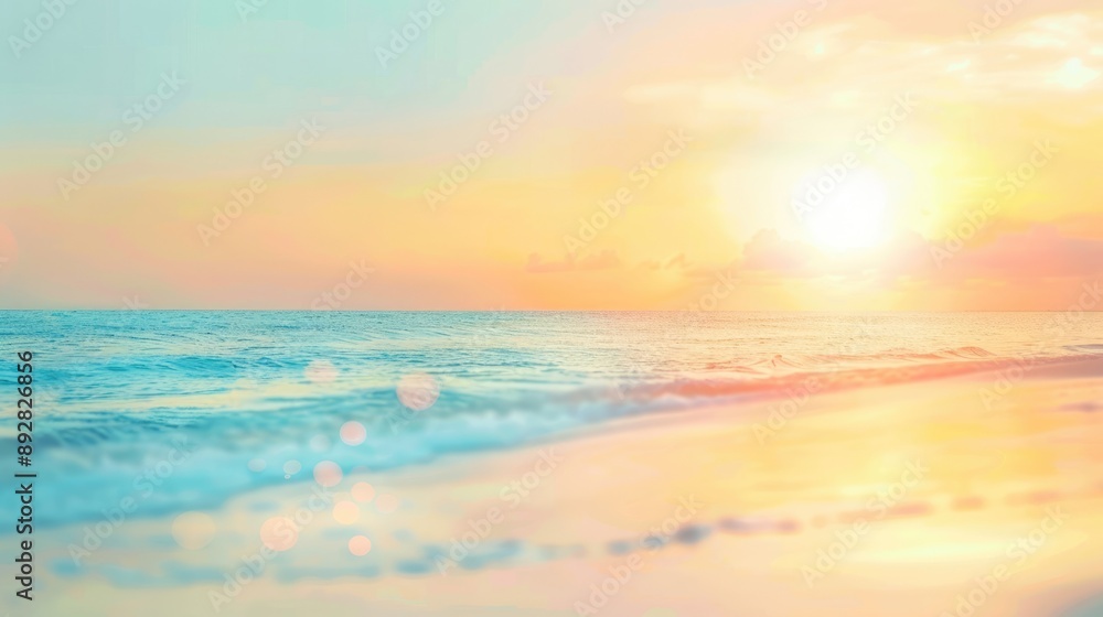 Summer Vacation Theme. Blurred Beach Sunset in Soft Hues of Blue, Yellow, and Orange. Blurry Sunset Sky. Light Blue and Sky Backdrop. Summer Vacation Theme. Blurred Beach Sunset in Soft Hues of Blue, Yellow, and Orange. Blurry Sunset Sky. Light Blue and Sky Backdrop.