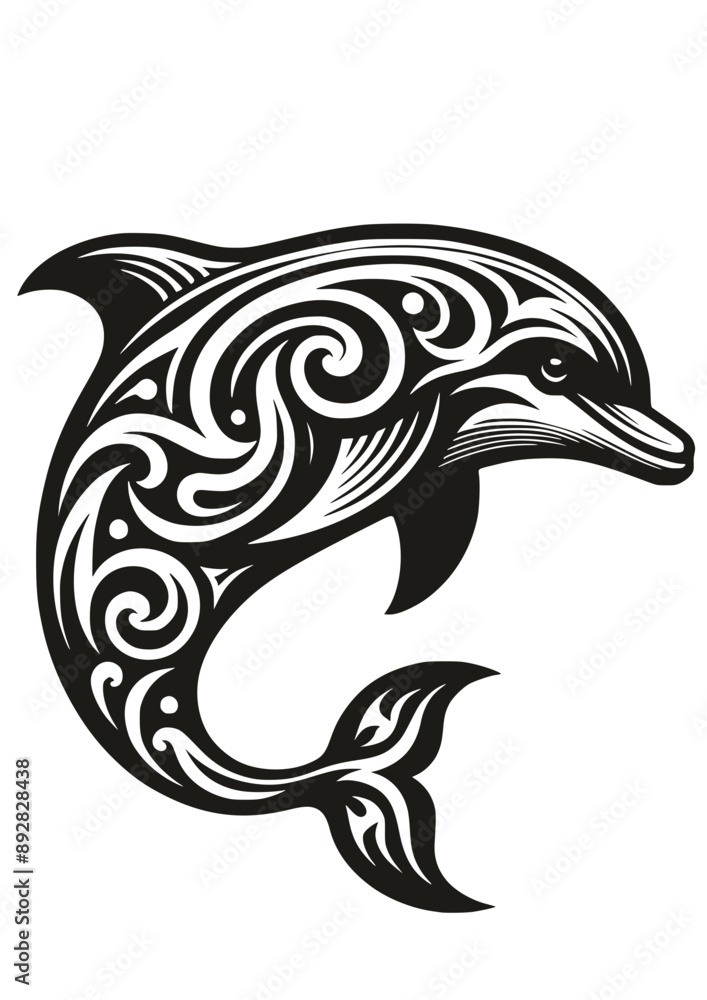 Fototapeta premium Dolphin Ornate SVG, Dolphin Pattern SVG, Sea Animals SVG, Shark SVG, Fish SVG, Nautical SVG, Ocean SVG, Dolphin Silhouette, Clipart, Dolphin Cut file for Cricut SVG, JPG, PNG