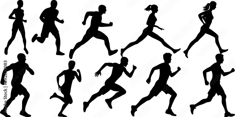 Running people silhouette vector Running people silhouette vector