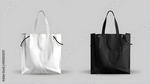 Canvas sack. Tote made of fabric mockup. Handled cloth satchel. a black and white cotton eco-bag template. shopping tote that is reusable. Mock in blank for customer. Ecobag for grocery. Vector