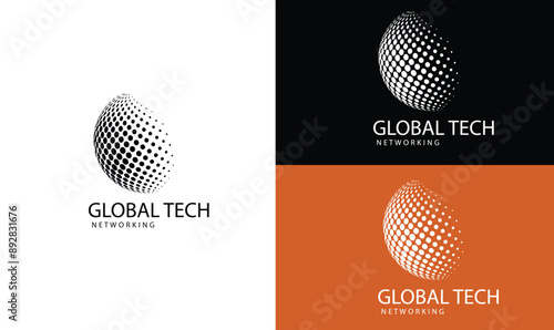 Black and White Circle Global Tech Logo