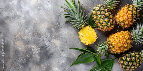 Pineapple with , surrounded by lush green leaves. Isolated pinaple photo