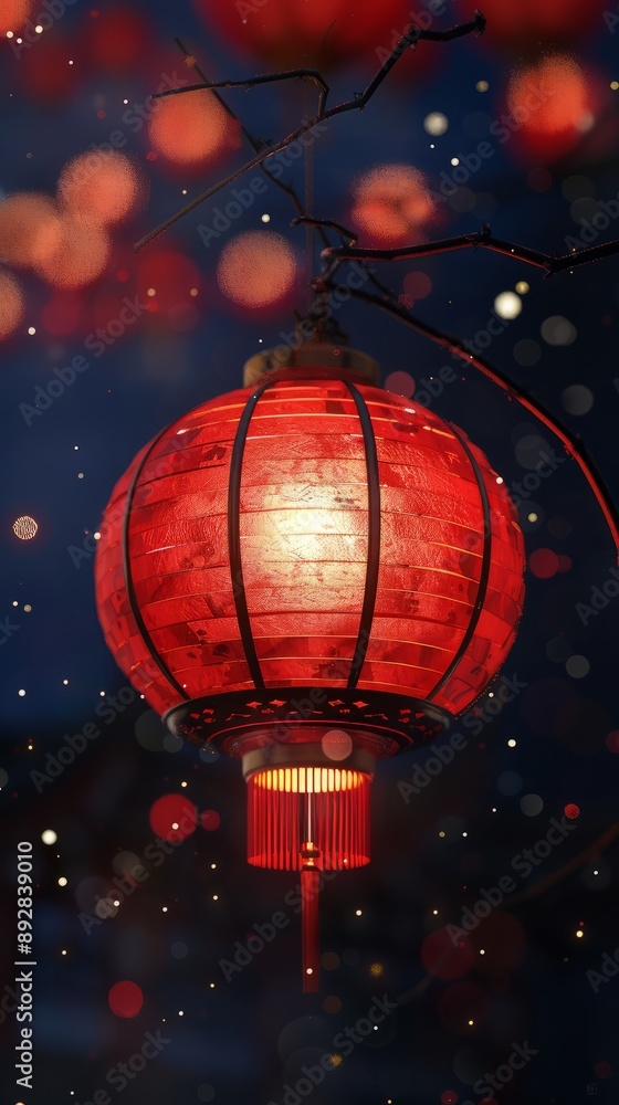 Chinese red lantern in the night of Chinese New Year of happiness Chinese red lantern in the night of Chinese New Year of happiness