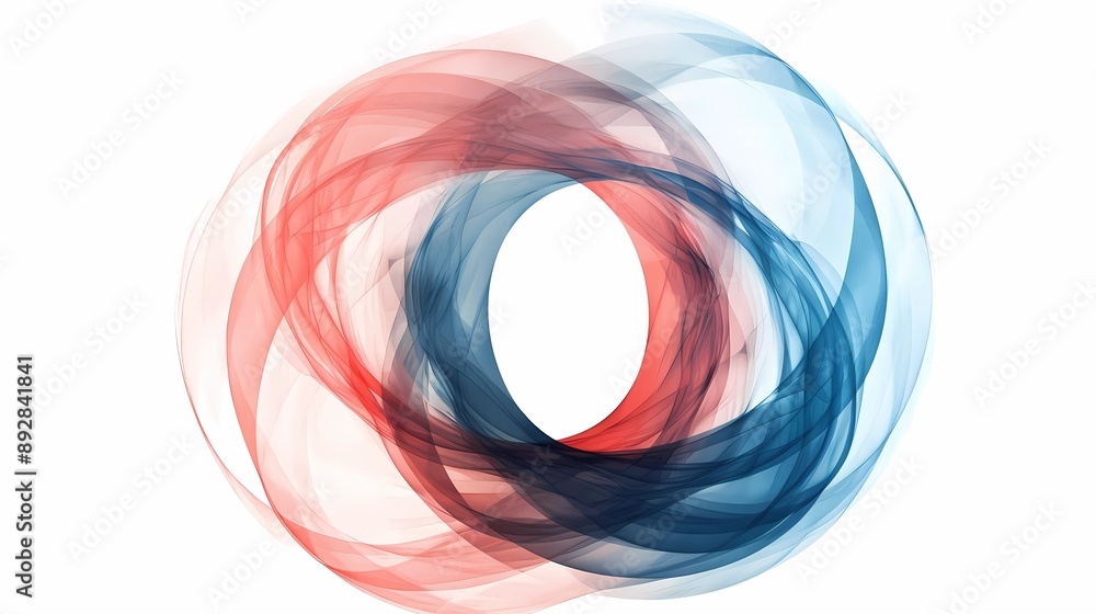 Abstract painting both circles nested together as a unified whole in red and blue, on a white background, Generative AI illustrations. Abstract painting both circles nested together as a unified whole in red and blue, on a white background, Generative AI illustrations.