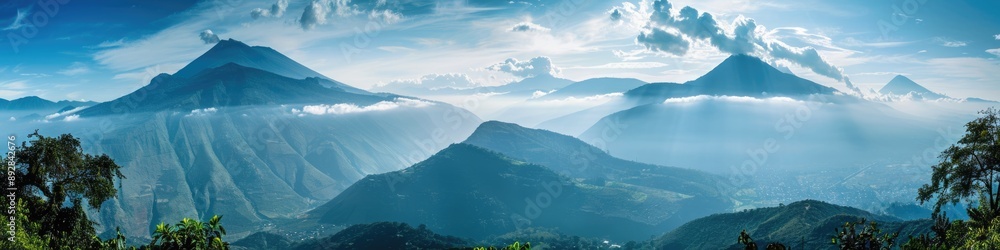 Fototapeta premium Guatemala Mountains: A Journey of Adventure and Travel Through the Blue Landscapes
