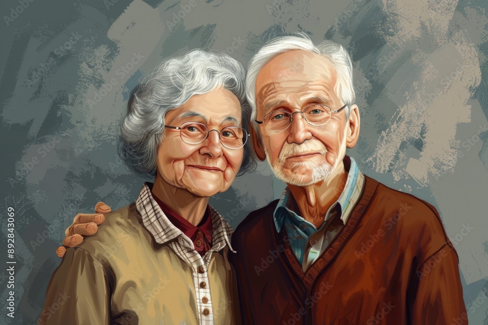 Mature Couple Illustration. Capturing the Beauty of Elderly Senior Man and Woman in Portrait Mature Couple Illustration. Capturing the Beauty of Elderly Senior Man and Woman in Portrait
