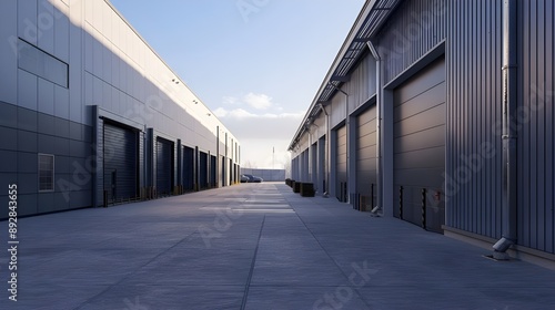 the outside of a contemporary warehouse featuring a tiny office