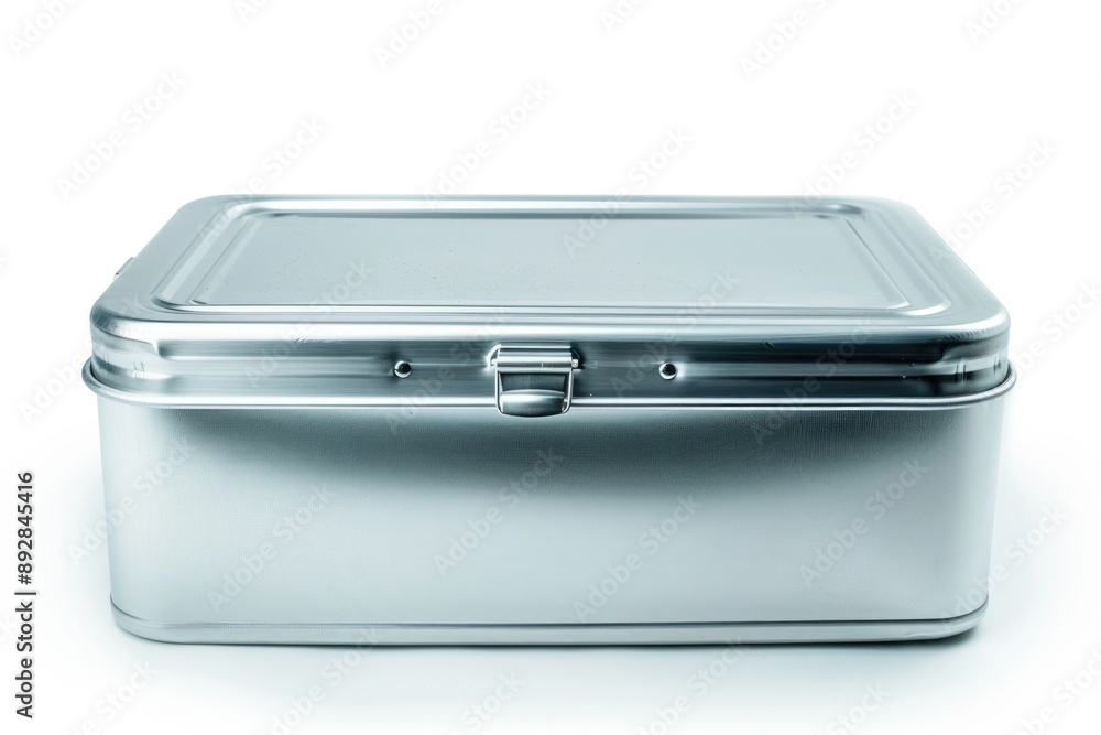 Tin Box Mock Up. Aluminium Multipurpose Appliance Case Isolated on Blank Background Tin Box Mock Up. Aluminium Multipurpose Appliance Case Isolated on Blank Background