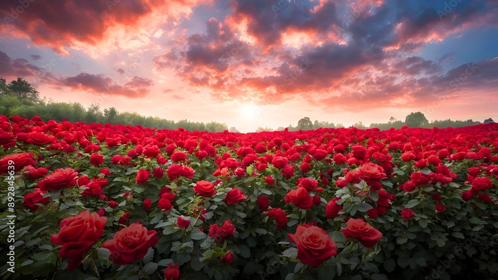 red rose garden with vanilla sky red rose garden with vanilla sky
