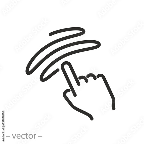 rub for test here icon, wipe surface with finger, tester aroma or smell, thin line symbol on white background - editable stroke vector eps10 