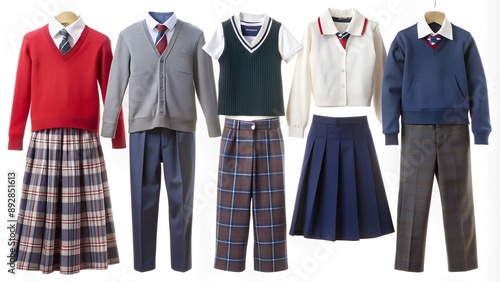 clothes on hangers in school uniform