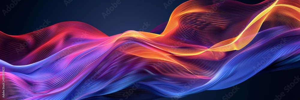 Minimalist style banner with illustration and hologram effect on neon background Minimalist style banner with illustration and hologram effect on neon background