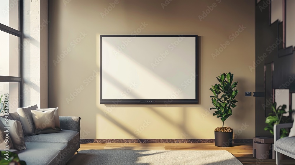 TV screen mounted on wall with clipping path TV screen mounted on wall with clipping path